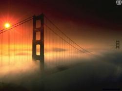 original wallpaper download: The bridge in a fog - 1366x768