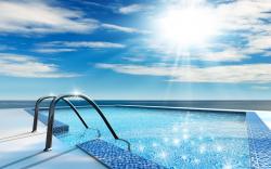 hd swimming pool and lue sky free wallpaper