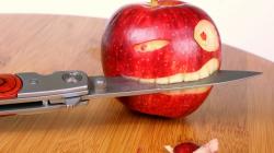 Apple and knife arts funny wallpaper