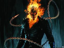 Not so the Ghost Rider, though you'd be forgiven for thinking that, because he does have a skull for a face. It's not just any skull, though, it's a FLAMING ...