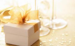 Gift Box Stars Gold Champagne Glasses New Year