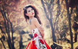 Nature Bokeh Lovely Model Asian Girl HD Wallpaper