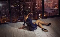 Girl Heels Dress Hairstyle Fashion Window City