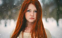 Girl Redhead Blue Eyes Winter