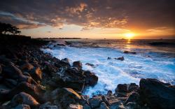 Hawaii coast sunset