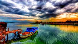 Clouds landscapes boats hdr photography wallpaper