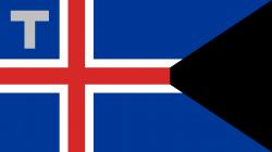 The flag of the Icelandic Customs Service. It has an aspect ratio of 9:16.