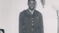Jackie Robinson in his U.S. Army uniform.
