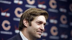 Bears QB Jay Cutler is all smiles during Thursday's news conference announcing his new 7-