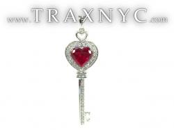 Heart Necklace on Cintetic Ruby Heart Key Pendant Ladies Diamond Pendant White Gold 14k