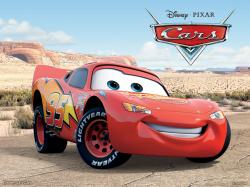 File:Lightning McQueen smiling while showing his lightning bolt and the wheel on his side