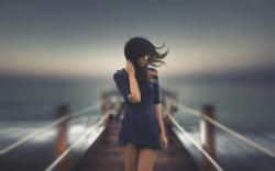 Lovely Girl Wind Sea