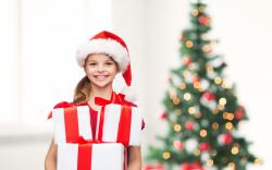 Merry Christmas Tree Little Girl Happy Smile Child Gifts New Year