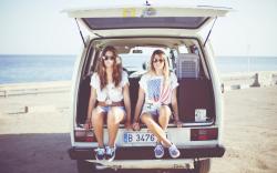 Models Girls Car Beach Mood