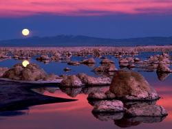 landscapes moonrise mono lake california