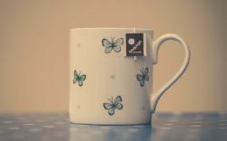 Mood Cup Tea Butterflies Drawing Photo