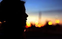 Mood Girl Profile Silhouette Evening Bokeh HD Wallpaper