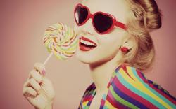 Mood Girl Smile Glasses Heart Candy Lollipop