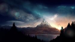 1920x1080 Wallpaper peak, mountain, fantasy, art
