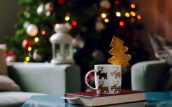 Mug Cup Cookies Book Christmas Tree Lights Garland Holiday New Year