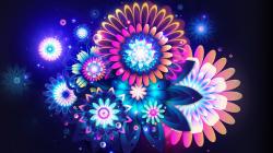Abstract Neon Flowers Wallpaper 3266
