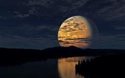 Night moon river scenery Wallpapers Pictures Photos Images. «