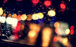 Night wet glass lights