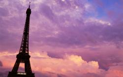 Paris purple pink sunset