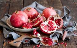 Pomegranates Fruits Red Still Life