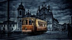 ... Old Colored Tram for 1366x768
