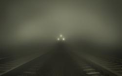 trains fog railroad tracks vehicles