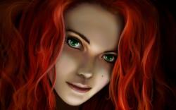 Redhead Girl Fantasy Artwork HD Wallpaper