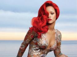 rihanna bright red hairstyle for vogue magazine