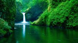waterfall, green, river, wallpaper