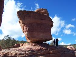 Balanced Rock stands in the Garden of the Gods park in Colorado Springs