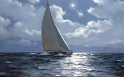 Wallpaper Tags: sailing ship stars sailboat wave ship ocean boat sky sailing heaven sea sail moon night clouds