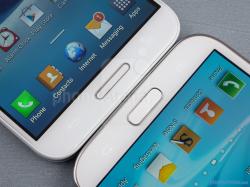 Android buttons - The LG Optimus G Pro (left) and the Samsung Galaxy Note