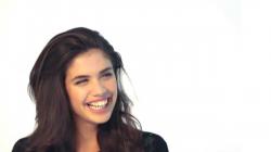 Sara Sampaio talks about the lingerie collection at the "Agua Bendita 2014 Collection photo shoot"