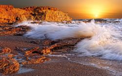 Sunset beach ocean waves