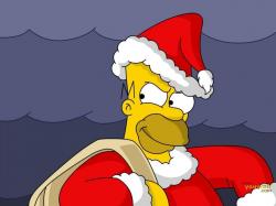 Cartoons Wallpaper: Homer Simpson - Santa Claus