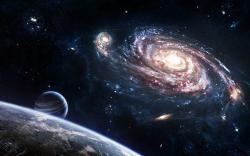 Sci-fi Spiral Galaxy Side View Space Art