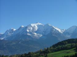 Mont Blanc, the highest mountain in the Alps, view from the Savoy side