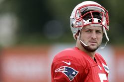 Tim Tebow was cut by the Patriots before the season and is now out of football. Photo: AP