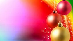 2048x1152 Wallpaper christmas toys, balls, yarn, background, colorful, positive