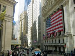 The New York Stock Exchange on Wall Street, the world's largest stock exchange per total market capitalization of its listed companies. [1]