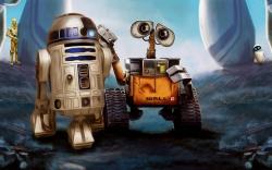 Wall-E R2-D2 Star Wars Robots Cartoon Art