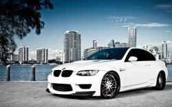 White BMW M3 Over Miami