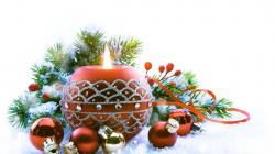 2560x1440 Wallpaper new year, christmas, candle, fire, needles, christmas decorations,