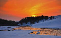 Winter creek sunset