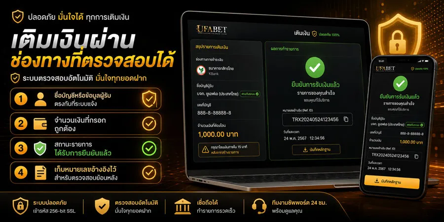 เติมเงินผ่านช่องทางที่ตรวจสอบได้